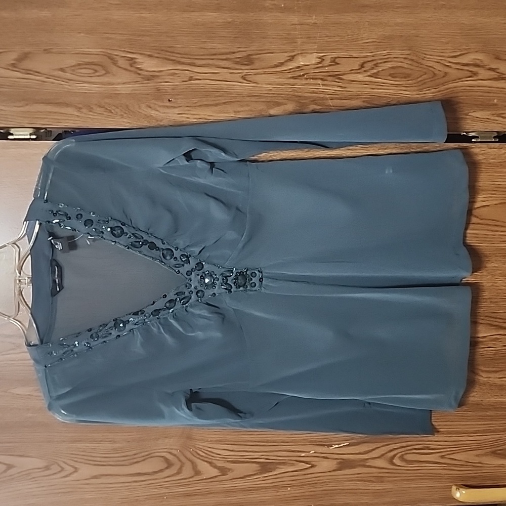 Sheer long sleeve green blouse